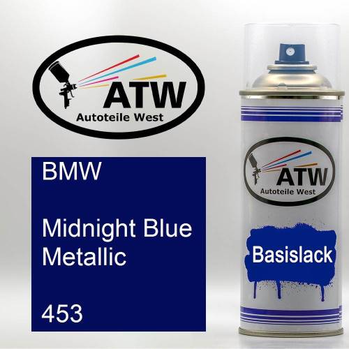 BMW, Midnight Blue Metallic, 453: 400ml Sprühdose, von ATW Autoteile West.